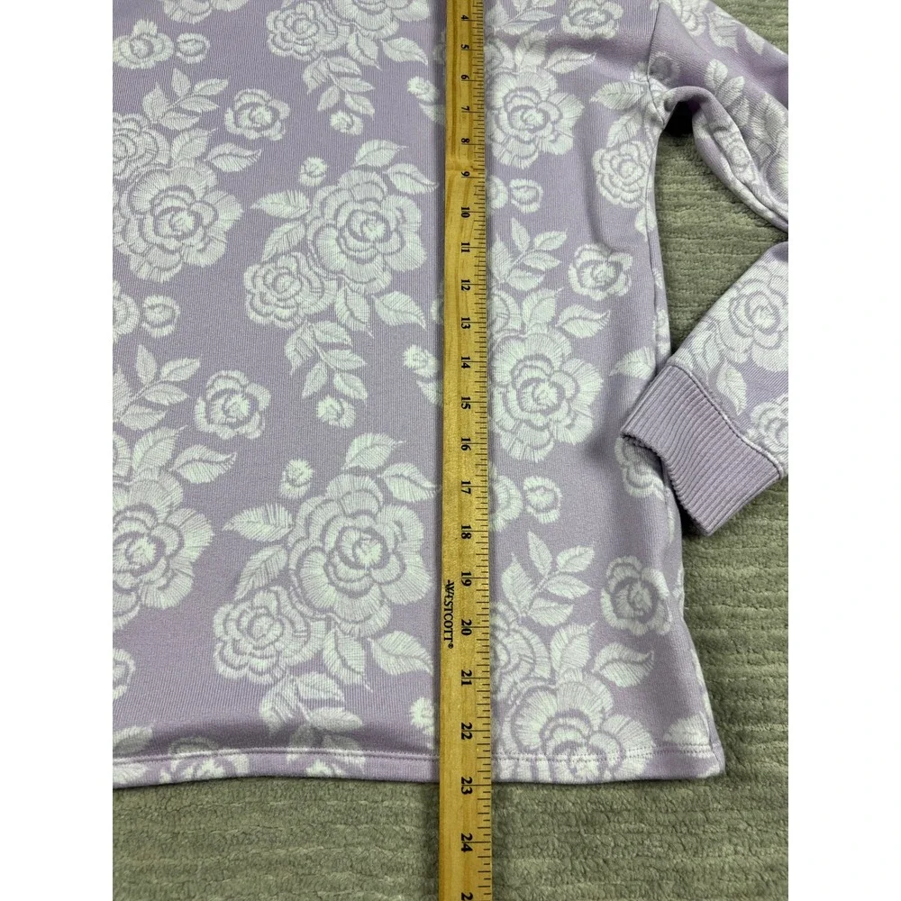 LC Lauren Conrad Sweatshirt Women Small Purple Floral Rose Sleepwear Top Relaxed